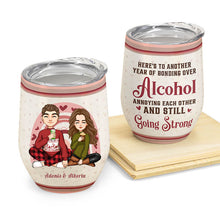 Couple Another Year Of Bonding Over Alcohol - Personalized Wine Tumbler - Christmas, Anniversary, Birthday Gift For Couples, Husband, Wife, Lovers, Anniversary, Engagement