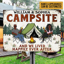Let's Sit By The Campfire Husband Wife - Camping Gift For Couple - Personalized Custom Classic Metal Signs