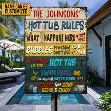 Hot Tub Rules What Happens Here Custom Classic Metal Signs, Hot Tub Decorating Ideas