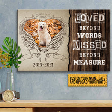 Custom Photo Personalized Dog Canvas, Dog Loss Gift, Memorial Dog Gift, Dog Loved Beyond Words Missed Beyond Measure Dem Canvas