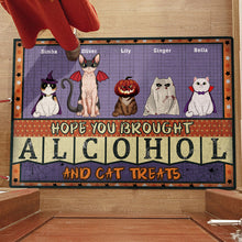 Hope You Brought Alcohol And Cat Treats Halloween - Cat Doormat - Halloween Gift For Cat Lovers Personalized Custom Doormat