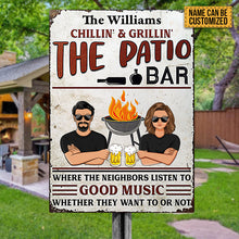 Patio Bar Grilling Listen To Good Music - Personalized Custom Classic Metal Signs