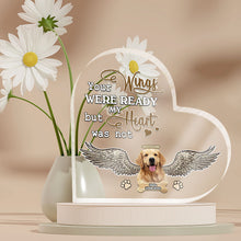 Custom Photo Your Wings Were Ready But My Heart Was Not - Acrylic Plaque - Home Decor Gifts For Dog Lovers Personalized Custom Heart Shaped Acrylic Plaque