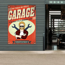 Garage Sign - My Tools My Rules - Auto Mechanic Garage Gift For Dad And Grandpa Personalized Custom Classic Metal Signs