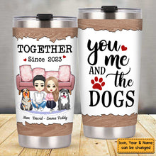 Couple And Dog Personalized Wine Tumbler