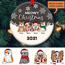 Personalised Meowy Christmas Red Wooden Circle Ceramic Ornament - Personalized Pet Lovers Decorative Christmas Ornament