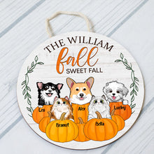 Cat Dog Fall Sweet Fall Autumn Custom Wood Circle Sign, Fall Door Hanger, Pet Fall Door Hanger, Cat Dog Lover Decorating Idea
