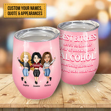 Friendship Built On A Solid Foundation Of Alcohol - Chibi Version - Personalized Wine Tumbler - Birthday, Christmas, New Year Gift For Friends, Sistas, Sister, Besties, Best Friends, Soul Sisters