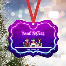 Neon Theme Soul Sisters Trouble Makers, Personalized Aluminum Ornament, Christmas Gift For Sisters, Best Friends, Besties