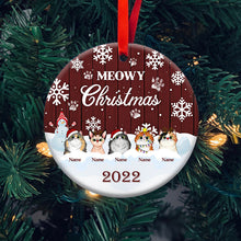 Meowy Christmas - Christmas Gift For Cat Lovers - Personalized Custom Circle Ceramic Ornament