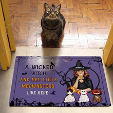 A Wicked Witch And Her Little Meownsters Live Here - Halloween Doormat - Gift For Cat Lovers Personalized Custom Doormat