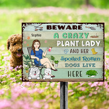 Lady And Her Spoiled Dogs In The Garden - Garden Sign - Personalized Custom Classic Metal Signs