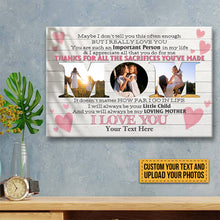 Custom Photo - Thanks For All The Sacrifices You Are Made - Mother's Day Canvas - Personalized Custom Canvas - Heart background