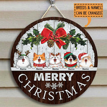 Christmas Door Decorations, Gifts For Cat Lovers, Merry Christmas White Wood Wall Welcome Door Signs , Cat Mom Gifts