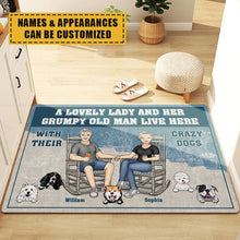 A Lovely Lady And Her Grumpy Old Man Live Here - Couple Doormat - Gift for Couples, Dog Lovers Personalized Custom Doormat