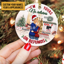 No Returns Or Refunds - Christmas Gift For Couples - Personalized Custom Circle Ceramic Ornament