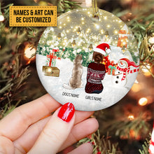 Girl And Her Dogs - Personalized Dog Christmas Ornament