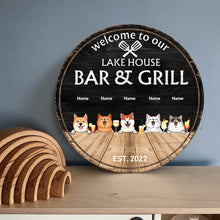 Patio Bar & Grill Welcome Door Signs, Gifts For Pet Lovers, Couple Of Spatula Custom Wooden Signs