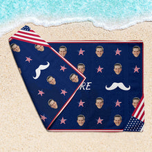 Custom Photo - The Father's Day Beach Towel US Flag Theme - Personalized Custom Beach Towel - Gift For Dad