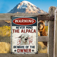 Alpaca Lovers Gift Beware Of The Owner Metal Sign-CUSTOMOMO