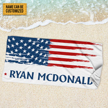 Personalized Bath Towel US Flag Customized Name - Beach Towel - Custom Pool Towel Beach Towel