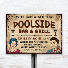 Bar & Grill Where The Neighbor - Swimming Pool Decor - Personalized Custom Classic Metal Signs