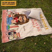 Personalized Custom Fleece Blanket A Girl Who Loves Books Reading - Gift For Book Lovers