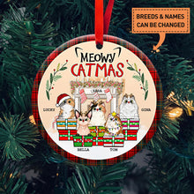 Meowy Catmas - Christmas Gift For Cat Lovers - Personalized Custom Circle Ceramic Ornament