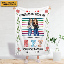 Congrats On Being My Bestie - Bestie Blanket - Gifts For Her Personalized Custom Fleece Flannel Blanket