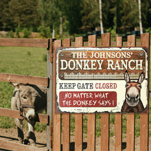 Personalized Farm Donkey Ranch Keep Gate Closed Custom Classic Metal Signs-CUSTOMOMO