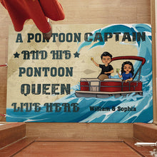 Personalized Custom Doormat - A Pontoon Captain And His Pontoon Queen Live Here Couple Gift