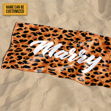 Animal Print Style Personalized Beach Towel Personalized Name Bath Towel Custom Pool Towel Beach Towel With Name Outside Birthday Gift