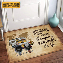 Husband And Wife Camping Partners For Life - Gift For Camping Lovers - Personalized Custom Doormat Welcoming Doormat