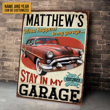What Happens In My Garage Stays In My Garage - Garage Metal Signs - Personalized Custom Classic Metal Signs