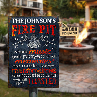 Personalized Camping Fire Pit Get Toasted Color Customized Classic Metal Signs (black)