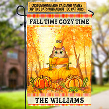 Cats Fall Time Cozy Time Custom Flag, Thanksgiving Gift, Fall Decor, Home Decor