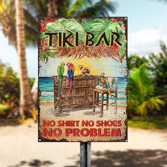 Personalized Tiki Bar Parrot Drinking Customized Classic Metal Signs-CUSTOMOMO