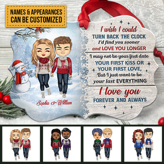 Christmas Couple Turn Back The Clock - Christmas Gift For Couple - Personalized Custom Wooden Ornament, Aluminum Ornament