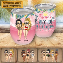 Beaches, Booze & Besties - Personalized Wine Tumbler - Birthday, Funny, Summer Gift For Beach Lovers , Besties, Soul Sisters, Sistas, Bff, Friends