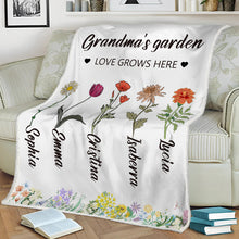 Love Grows Here Flowers Gift For Mother Grandma Garden Personalized Custom Blanket