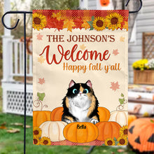 Cat Welcome Fall Custom Flag, Cat Fall Autumn Flag, Cat Lover Decorating Idea