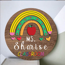 Teacher Welcome Sign, Teacher Door Sign, Teacher Name Sign, Rainbow Wall Hanging, Teacher Gift, Front Door Decor, Wood Sign, Back To School