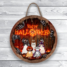 Halloween Custom Wooden Signs, Halloween Decorations For Cat Lovers, Scary Lava Monster Front Door Signs , Cat Mom Gifts