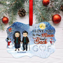 Couple I Love You To The Moon And Back - Christmas Gift For Couple - Personalized Custom Aluminum Ornament