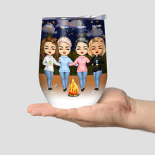 I'd Fight A Bear For You Camping Sisters - Sibling BFF Bestie Gift - Personalized Custom Wine Tumbler