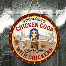 Life Is Better With Chickens - Personalized Round Wood Sign - Chicken Coop Decoration, Funny Chicken, Farmhouse Decorations Gift For Chicken Lovers, Farmer