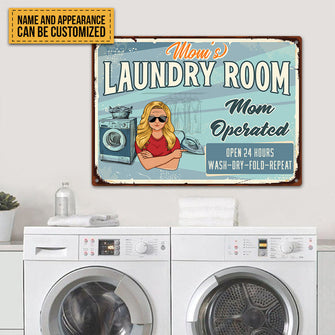 Laundry Room - Gift For Auntie And Mom And Grandma - Blue - Personalized Custom Classic Metal Signs