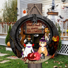 Trick Or Treat - Happy Halloween - Scary Peeking - Personalized Cat Door Sign