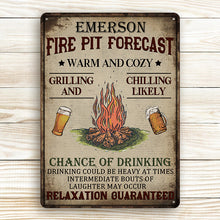 Personalized Camping Fire Pit Forecast Customized  Metal Signs - Camping Signs