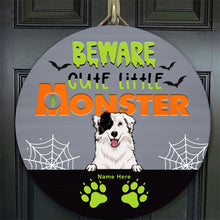 Halloween Welcome Door Signs, Gifts For Dog Lovers, Beware Cute Little Monster , Dog Mom Gifts